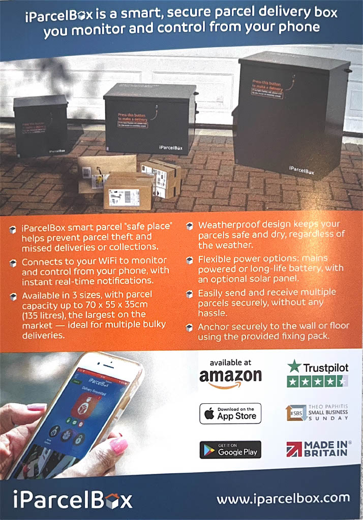 iParcelBox Flyer Back Page